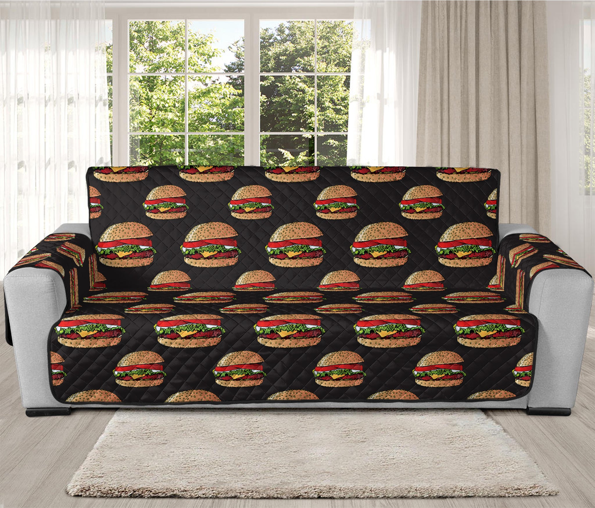 Cheeseburger Pattern Print Oversized Sofa Protector