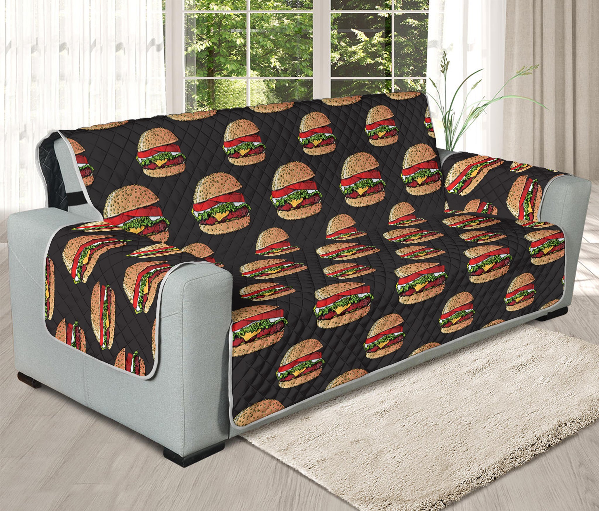 Cheeseburger Pattern Print Oversized Sofa Protector