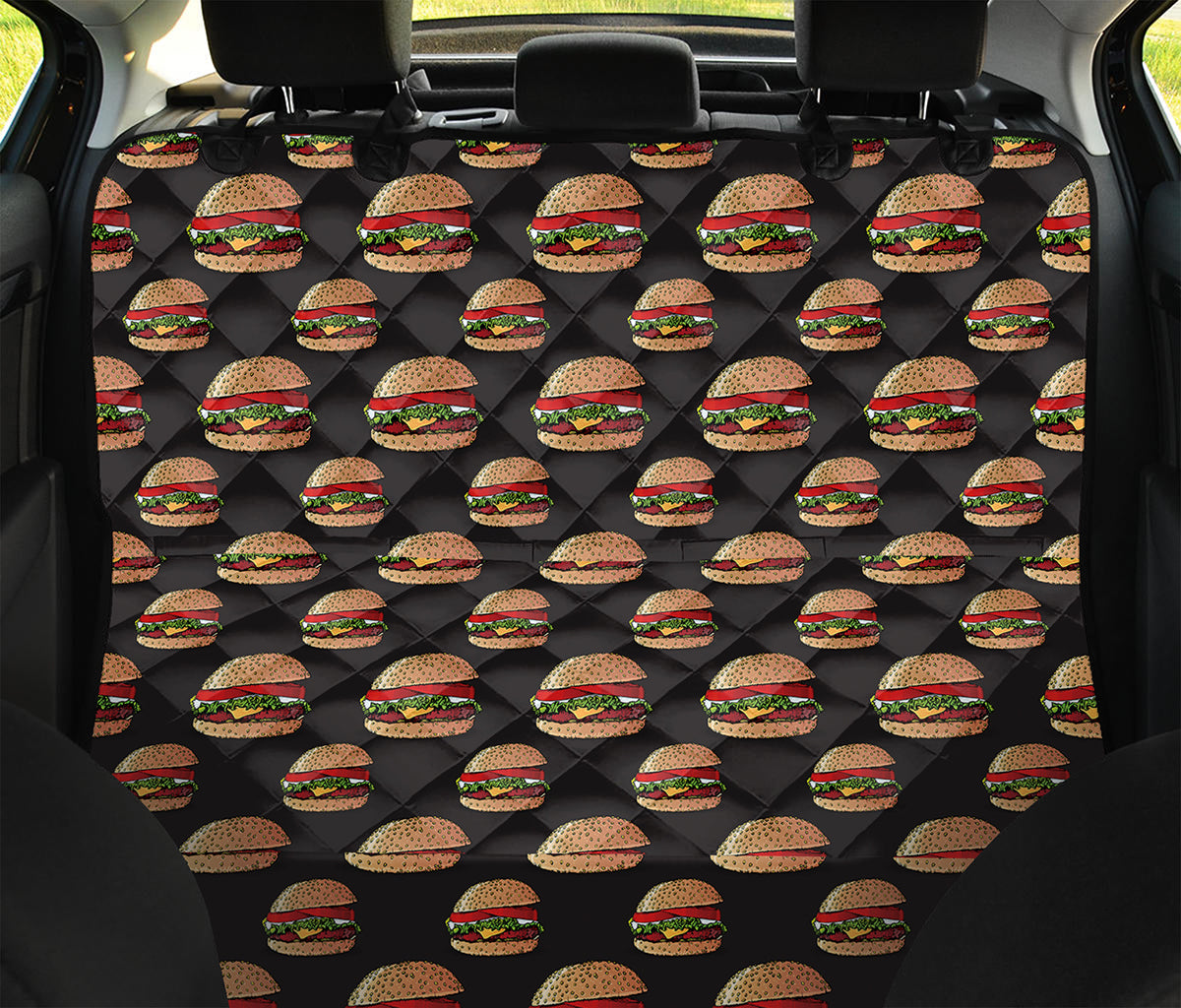 Cheeseburger Pattern Print Pet Car Back Seat Cover