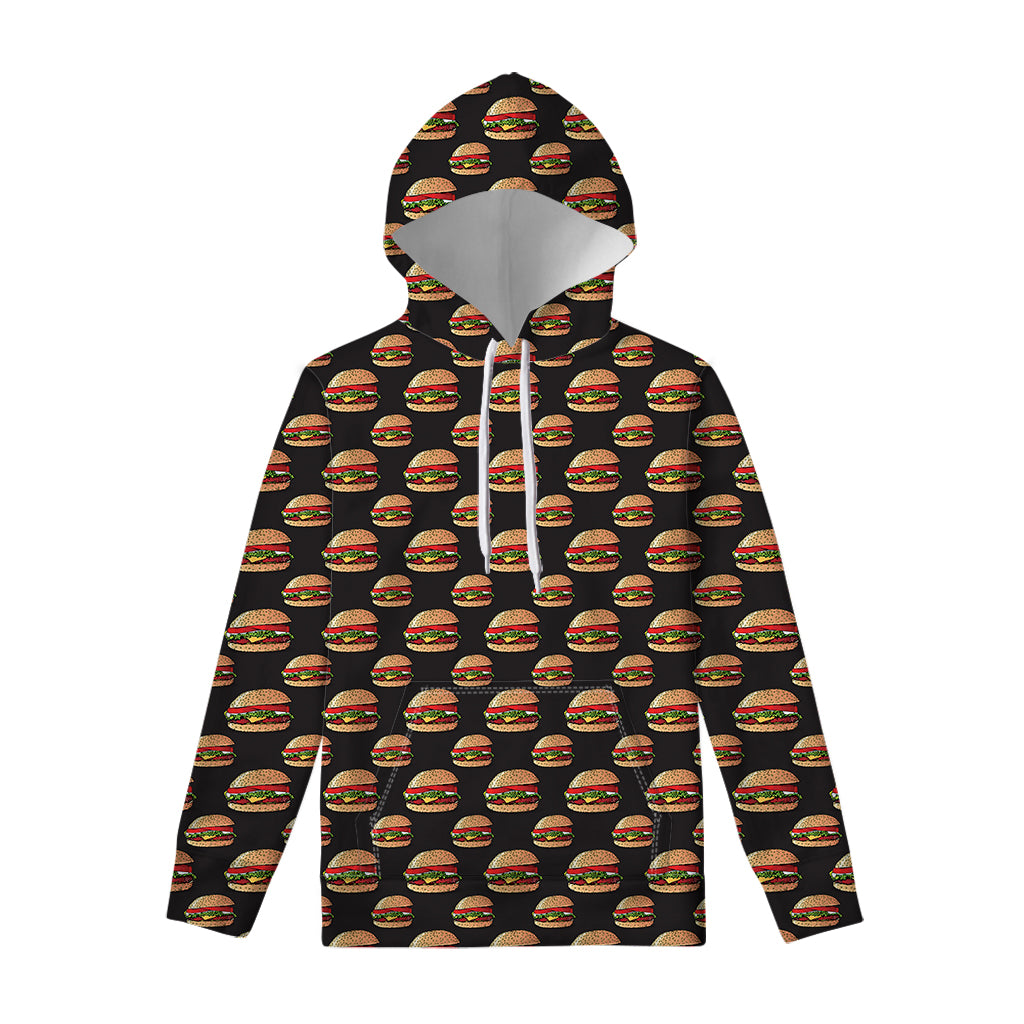 Cheeseburger Pattern Print Pullover Hoodie