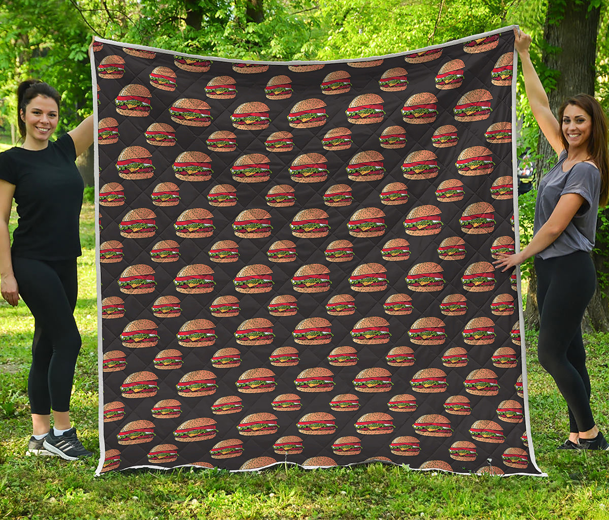 Cheeseburger Pattern Print Quilt