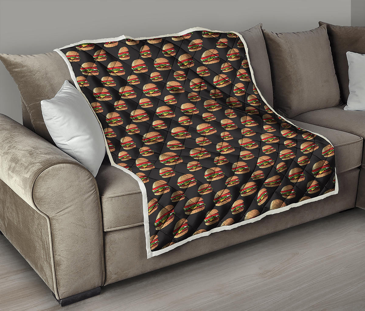 Cheeseburger Pattern Print Quilt