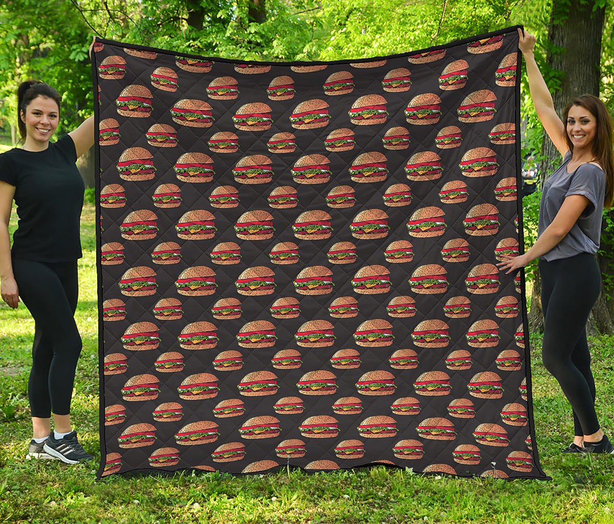 Cheeseburger Pattern Print Quilt