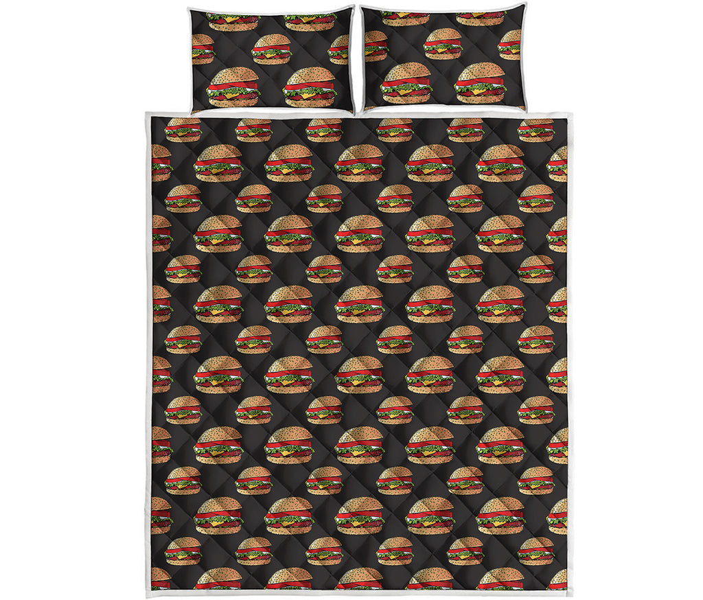 Cheeseburger Pattern Print Quilt Bed Set