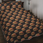 Cheeseburger Pattern Print Quilt Bed Set