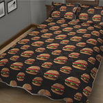 Cheeseburger Pattern Print Quilt Bed Set