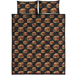 Cheeseburger Pattern Print Quilt Bed Set