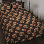 Cheeseburger Pattern Print Quilt Bed Set