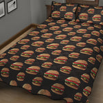 Cheeseburger Pattern Print Quilt Bed Set