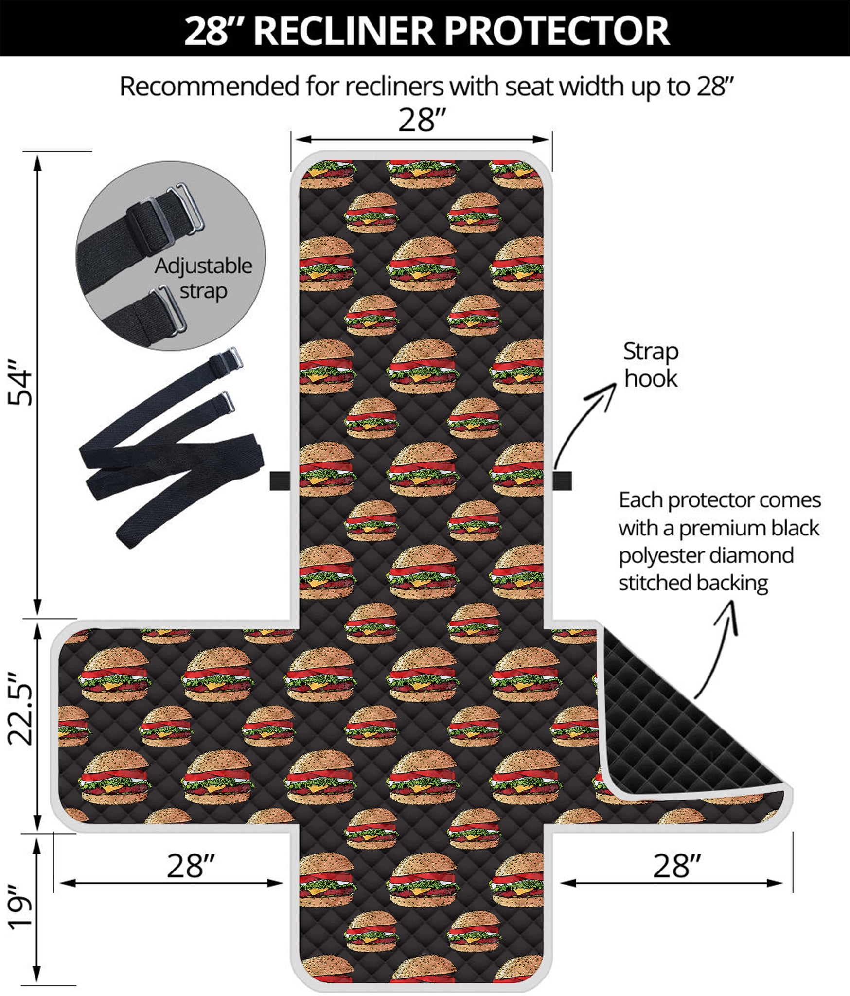 Cheeseburger Pattern Print Recliner Protector