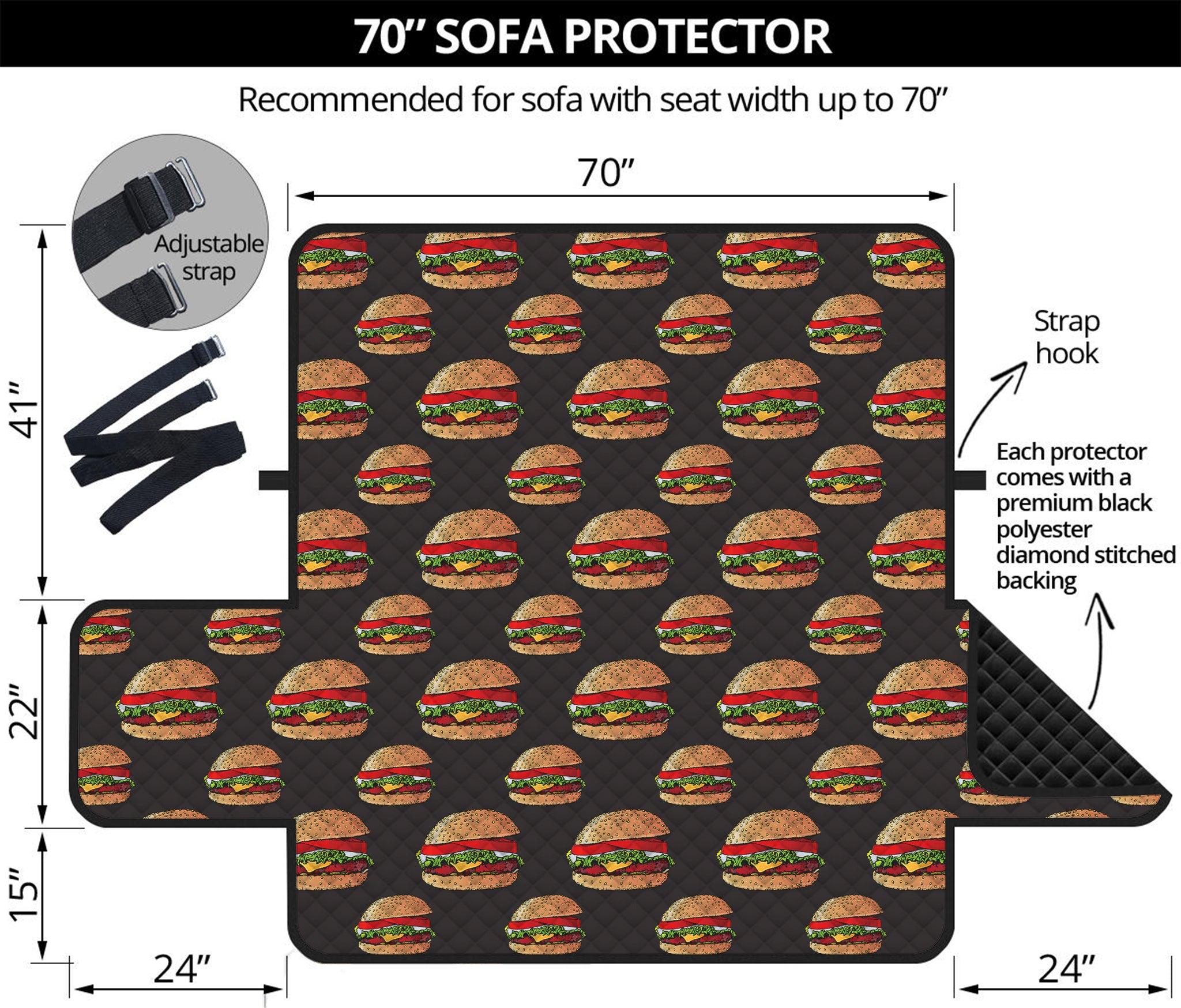 Cheeseburger Pattern Print Sofa Protector