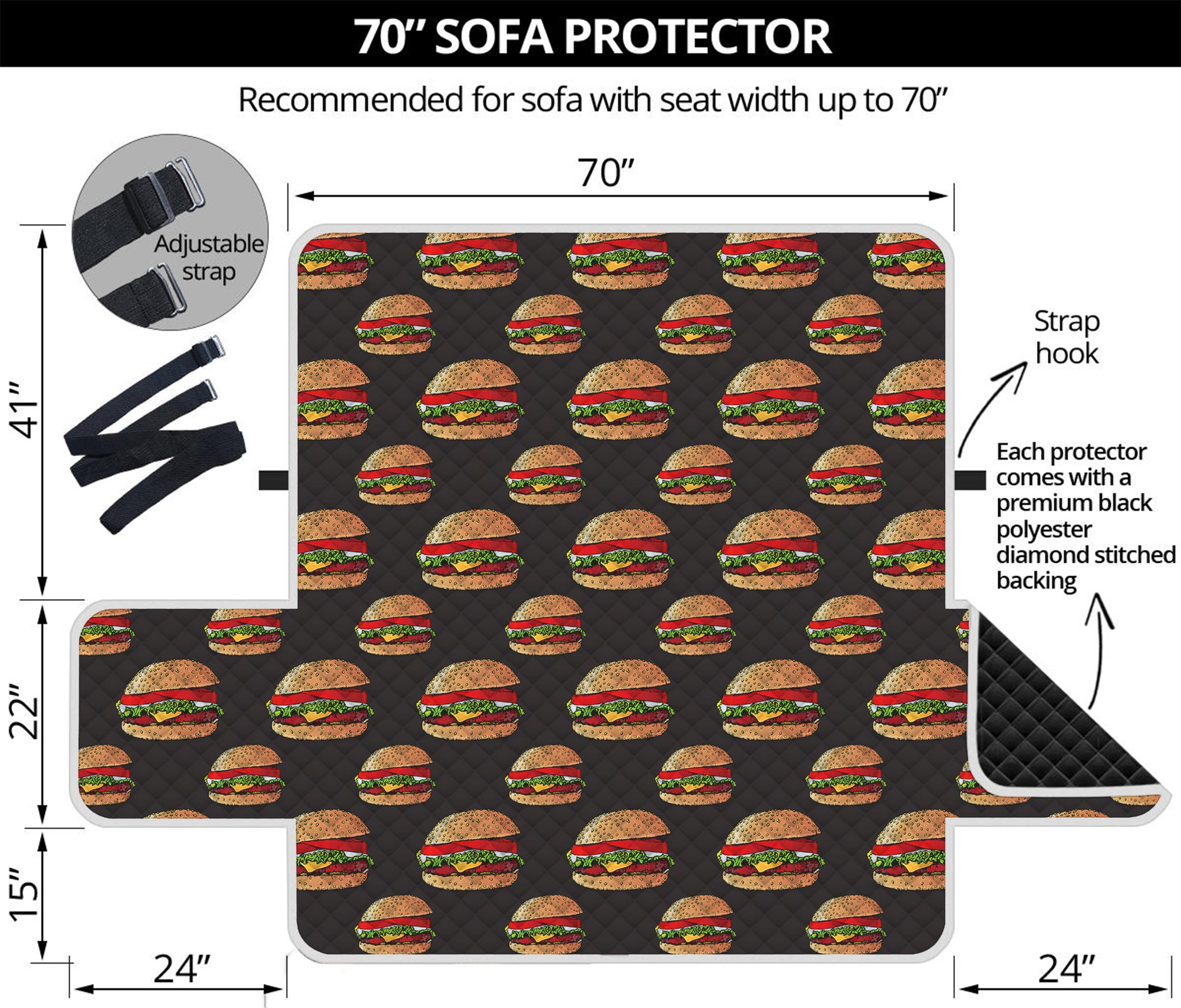 Cheeseburger Pattern Print Sofa Protector