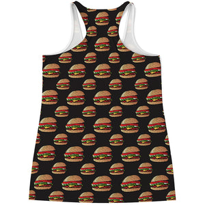 Cheeseburger Pattern Print Women's Racerback Tank Top