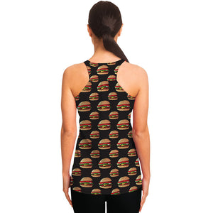 Cheeseburger Pattern Print Women's Racerback Tank Top