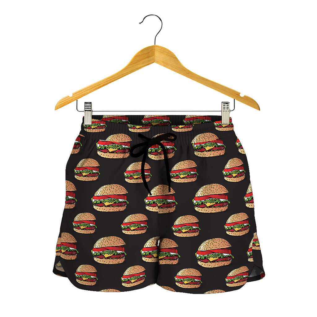 Cheeseburger Pattern Print Women's Shorts