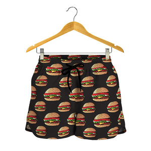 Cheeseburger Pattern Print Women's Shorts