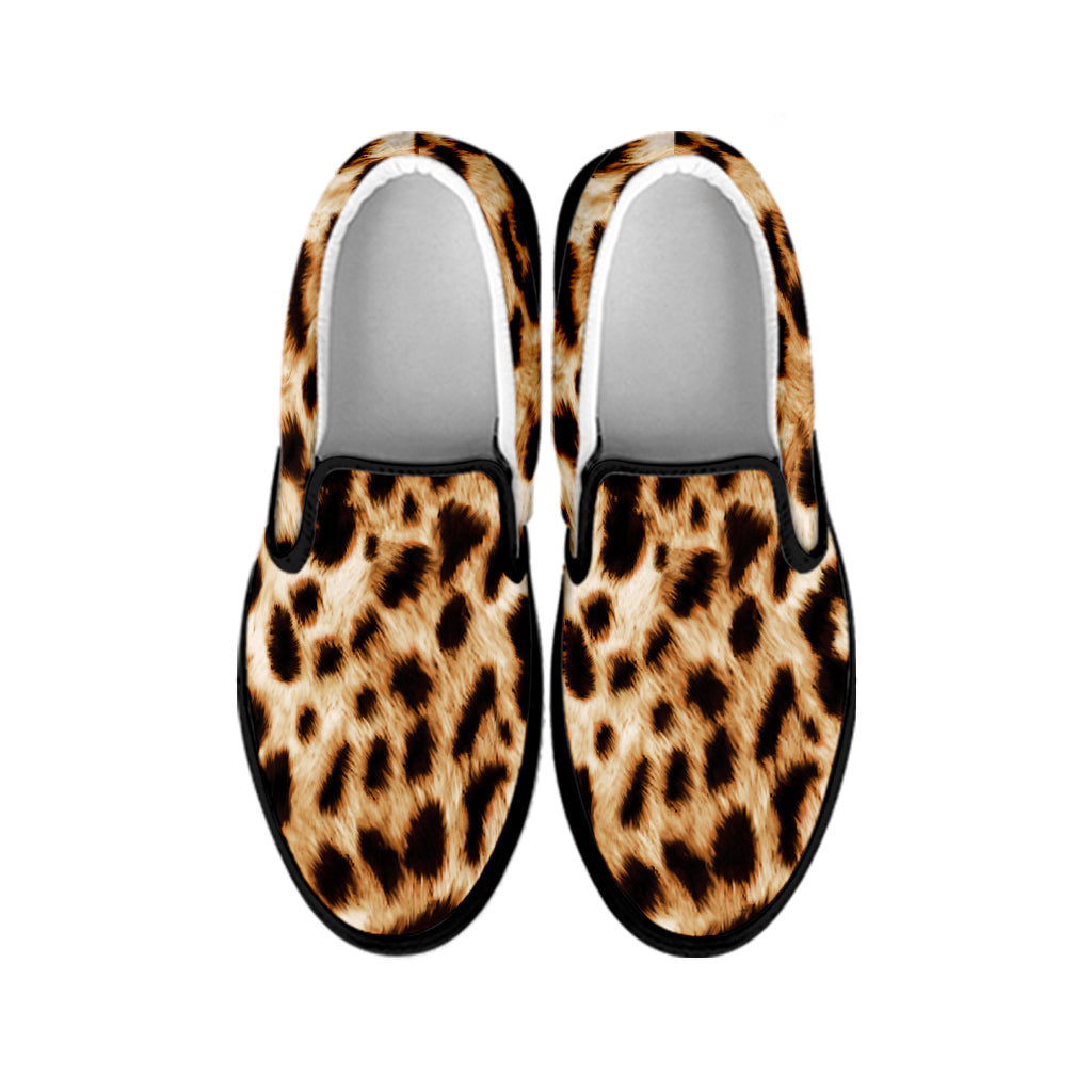 Cheetah Print Black Slip On Shoes