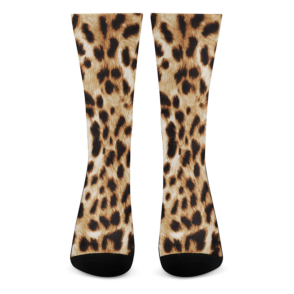 Cheetah Print Crew Socks