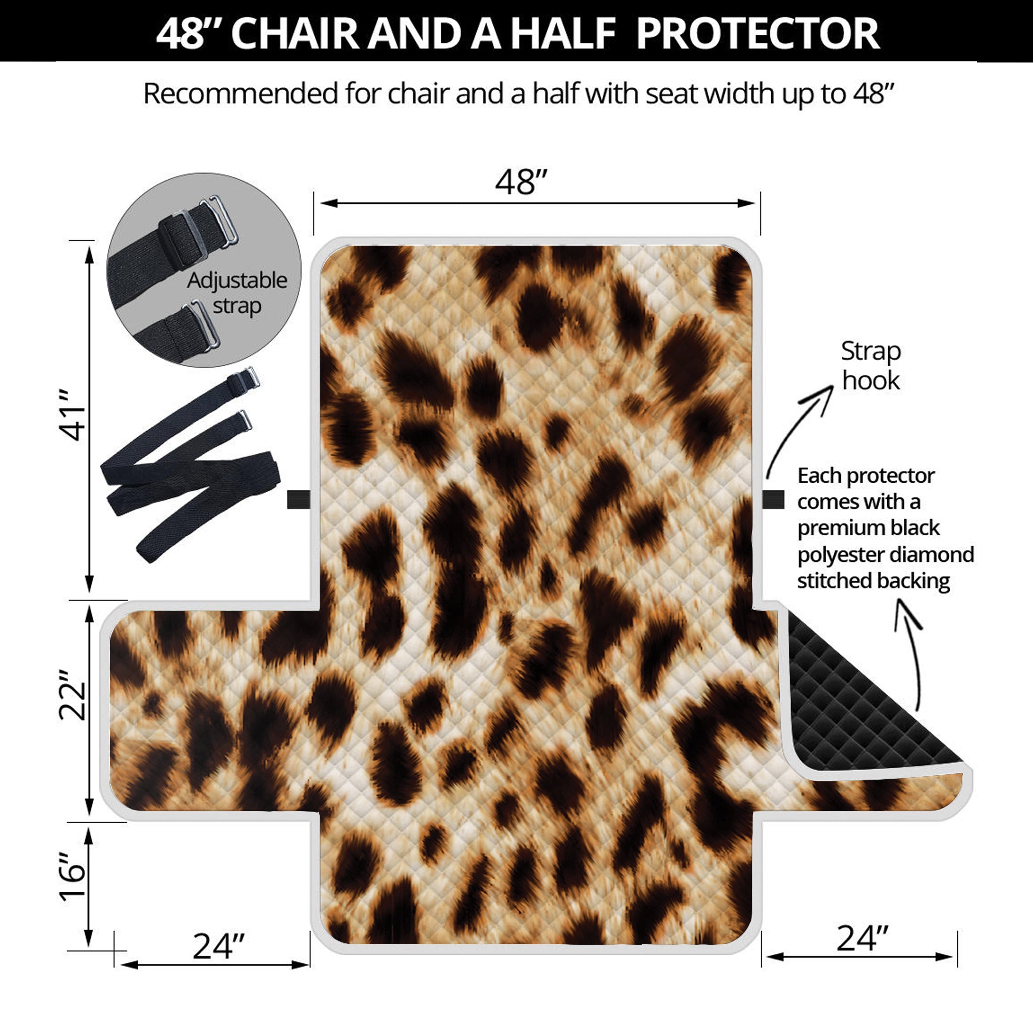 Cheetah Print Half Sofa Protector