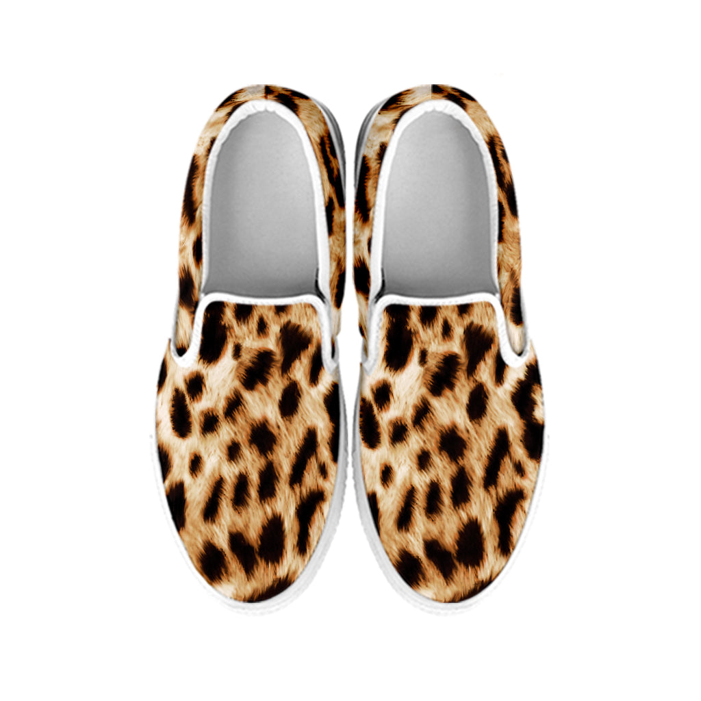 Cheetah Print White Slip On Shoes