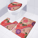 Cherry Blossom Kimono Pattern Print 3 Piece Bath Mat Set