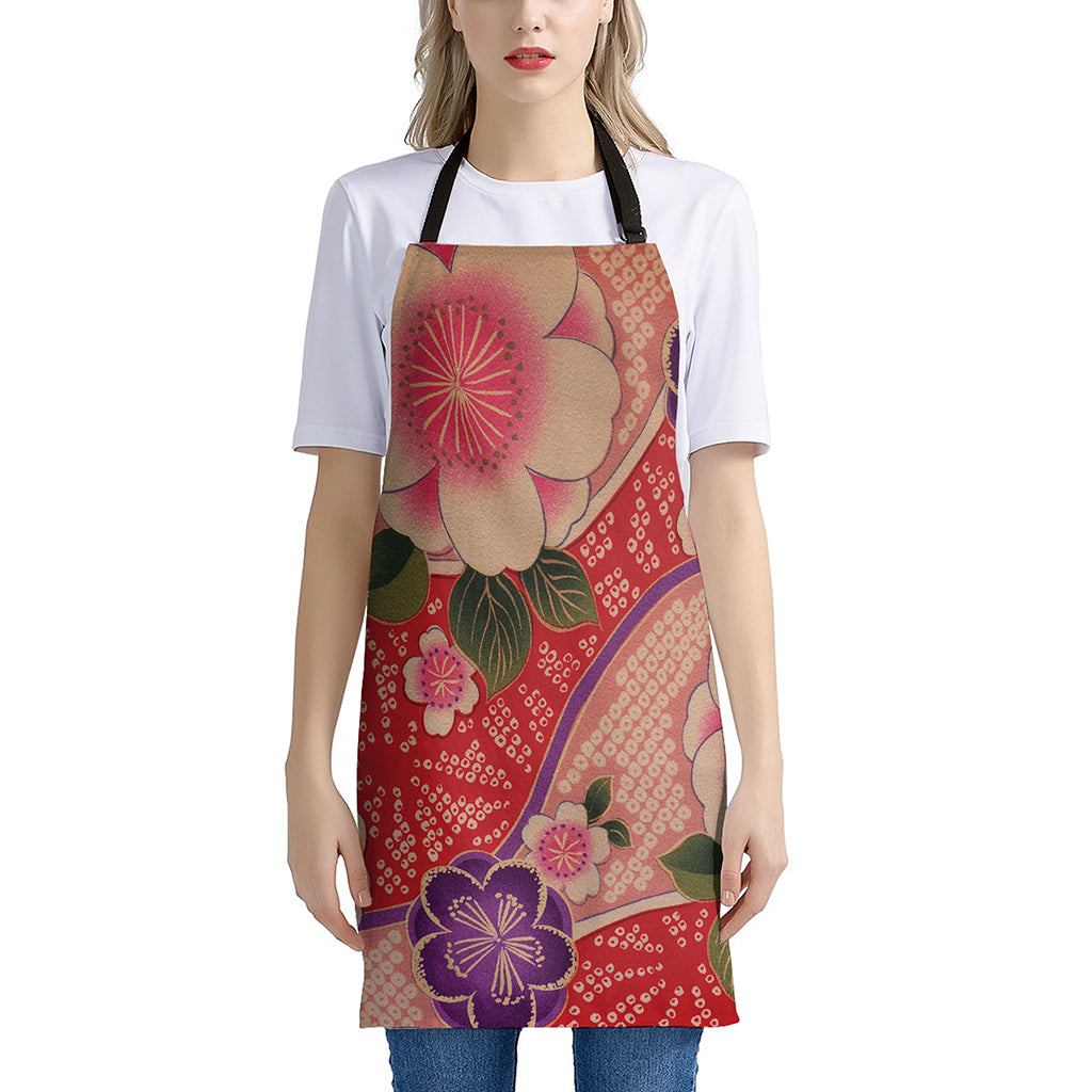 Cherry Blossom Kimono Pattern Print Apron