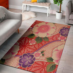 Cherry Blossom Kimono Pattern Print Area Rug