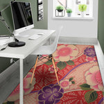 Cherry Blossom Kimono Pattern Print Area Rug