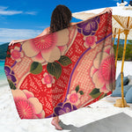 Cherry Blossom Kimono Pattern Print Beach Sarong Wrap