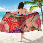 Cherry Blossom Kimono Pattern Print Beach Sarong Wrap
