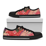 Cherry Blossom Kimono Pattern Print Black Low Top Shoes