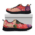 Cherry Blossom Kimono Pattern Print Black Running Shoes
