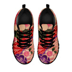 Cherry Blossom Kimono Pattern Print Black Sneakers