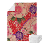 Cherry Blossom Kimono Pattern Print Blanket