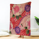 Cherry Blossom Kimono Pattern Print Blanket