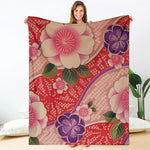 Cherry Blossom Kimono Pattern Print Blanket