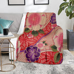 Cherry Blossom Kimono Pattern Print Blanket