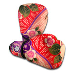 Cherry Blossom Kimono Pattern Print Boxing Gloves