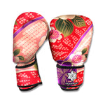 Cherry Blossom Kimono Pattern Print Boxing Gloves
