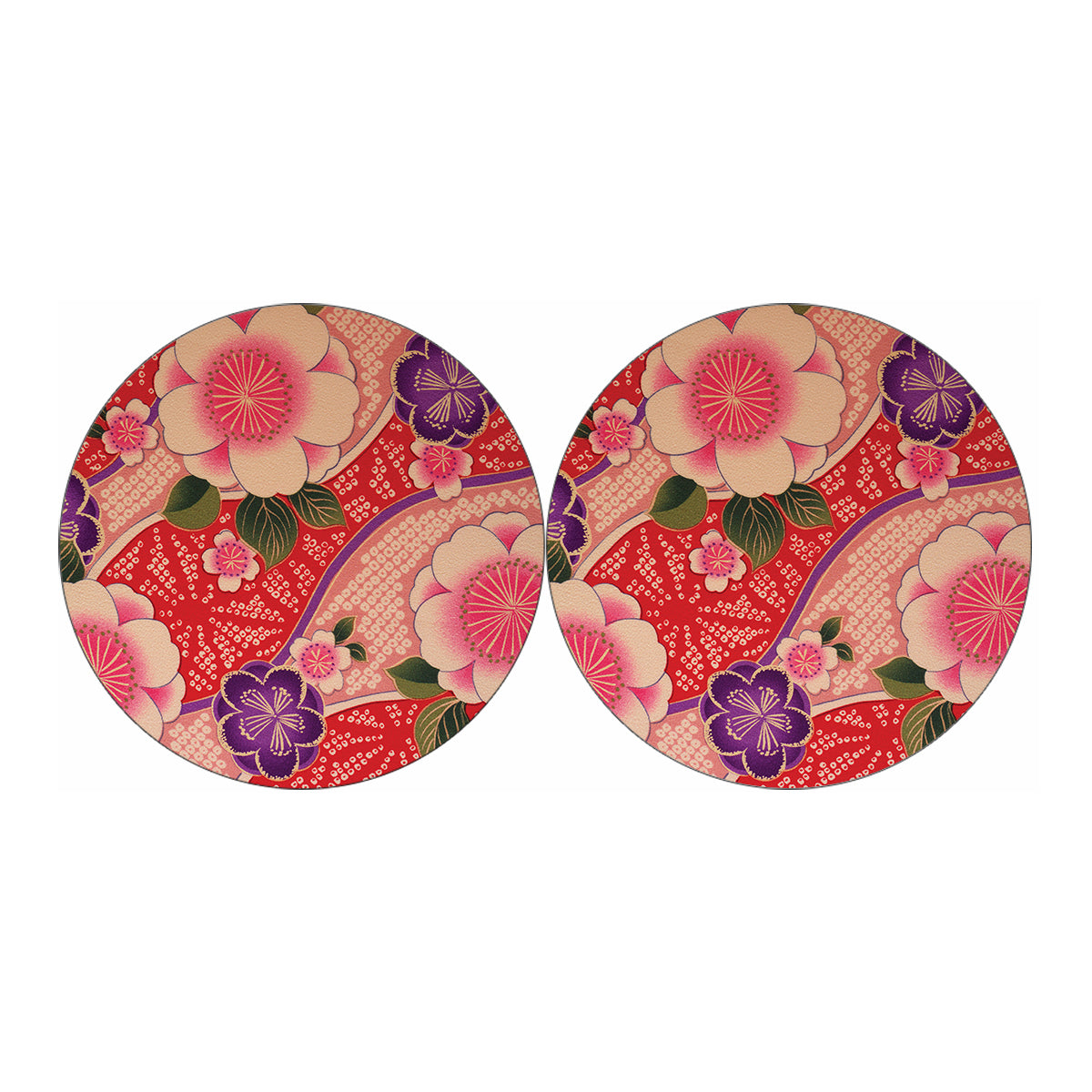 Cherry Blossom Kimono Pattern Print Car Coasters