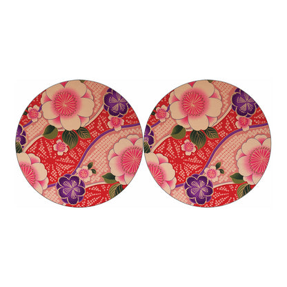 Cherry Blossom Kimono Pattern Print Car Coasters