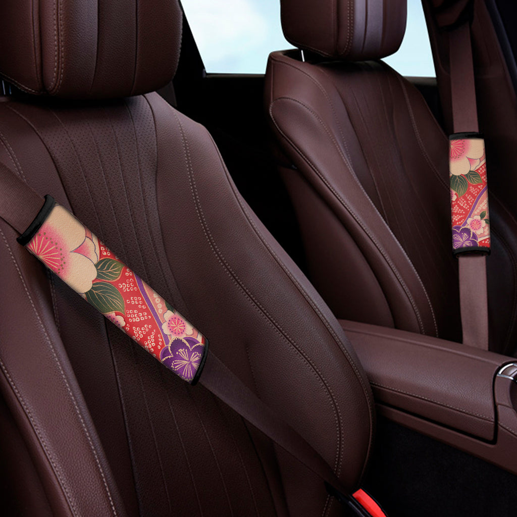 Cherry Blossom Kimono Pattern Print Car Seat Belt Covers