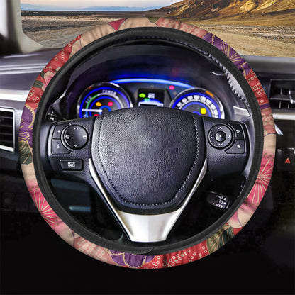 Cherry Blossom Kimono Pattern Print Car Steering Wheel Cover