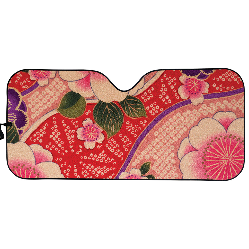 Cherry Blossom Kimono Pattern Print Car Sun Shade