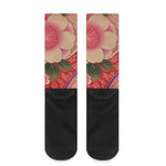 Cherry Blossom Kimono Pattern Print Crew Socks