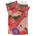 Cherry Blossom Kimono Pattern Print Duvet Cover Bedding Set