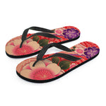 Cherry Blossom Kimono Pattern Print Flip Flops