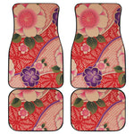 Cherry Blossom Kimono Pattern Print Front and Back Car Floor Mats