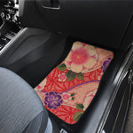 Cherry Blossom Kimono Pattern Print Front and Back Car Floor Mats