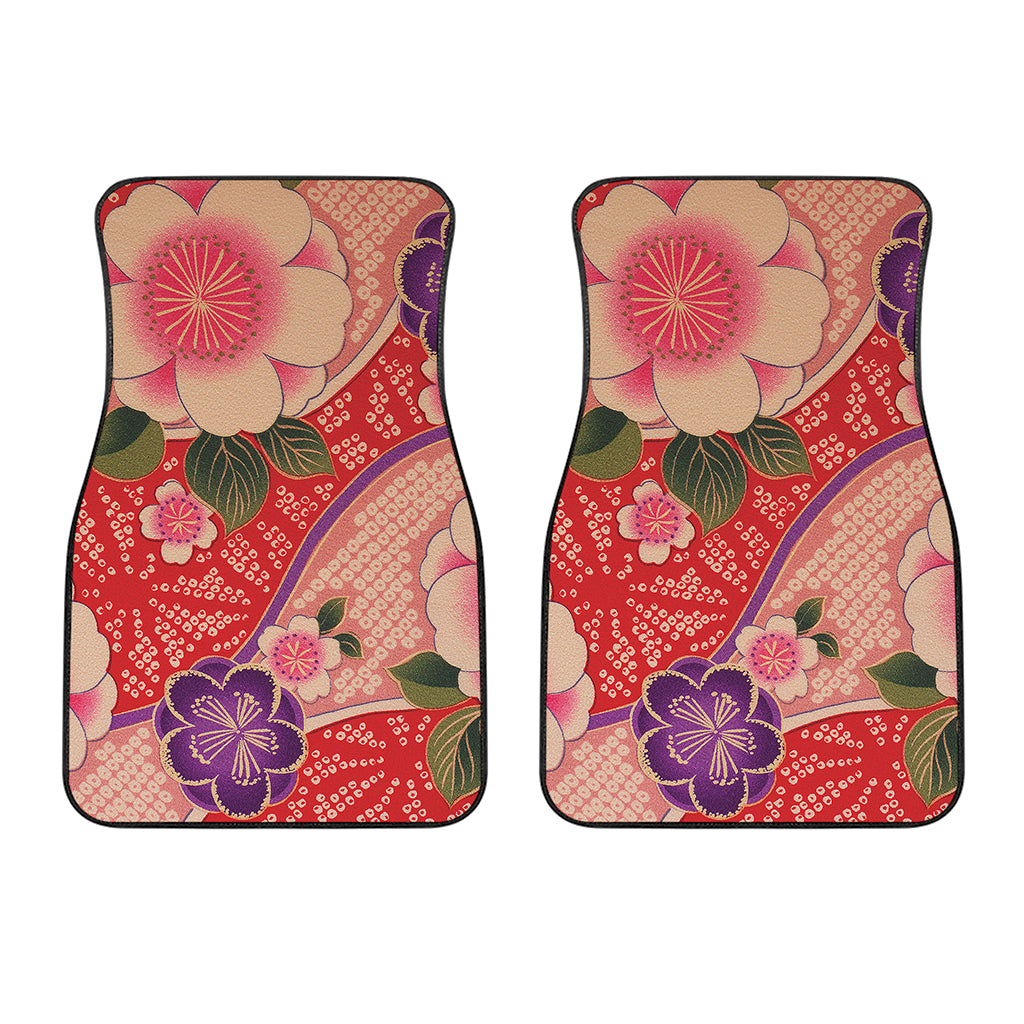 Cherry Blossom Kimono Pattern Print Front Car Floor Mats